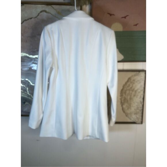 Express Womens Lined Notch Lapel Open Front Blazer Long Jacket White Size Medium - Picture 2 of 6